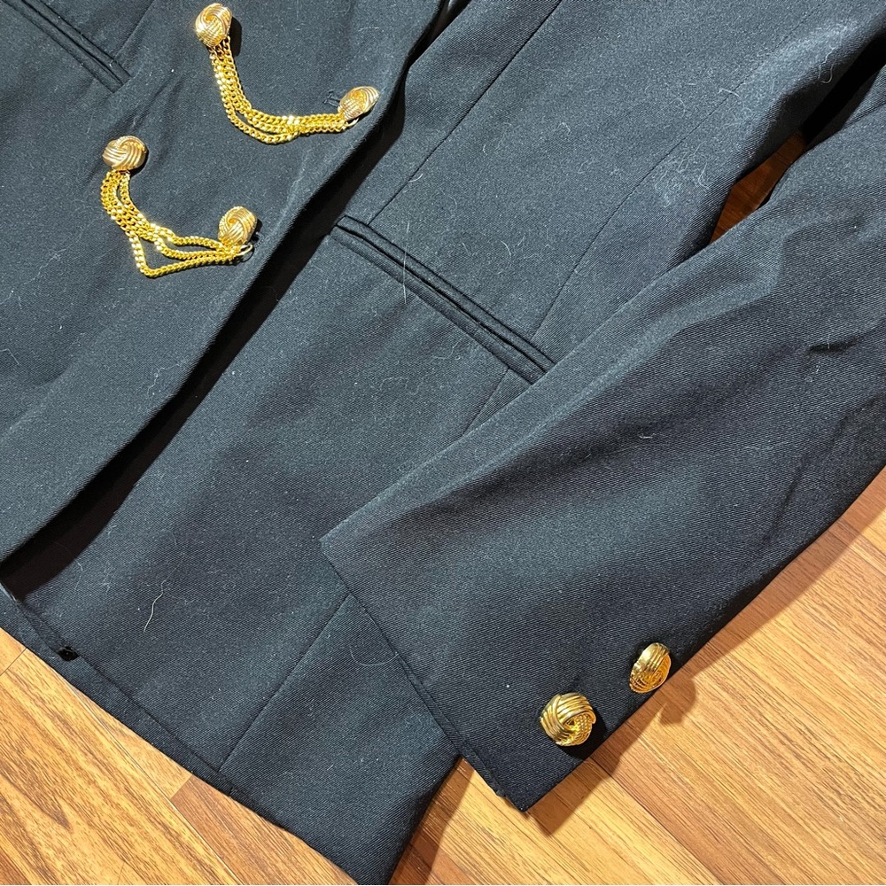 Vintage 90’s Black Blazer with Gold Buttons Vintage Black Jacket Princess Diana - Picture 5 of 11